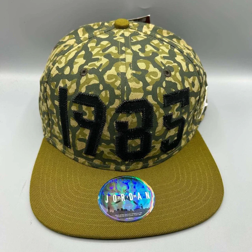 Air Jordan 1985 Hat Men Green Camouflage Jumpman Snap Back Cap New